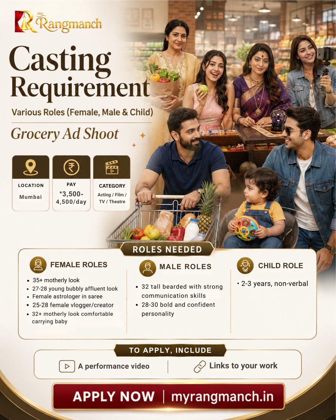 Audition: Casting Call in Mumbai for a Grocery Ad Shoot